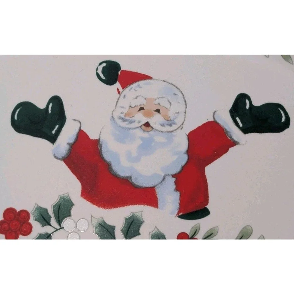 WINTERBERRY Pfaltzgraff Happy Holidays Santa Oval Platter Tray Open Box